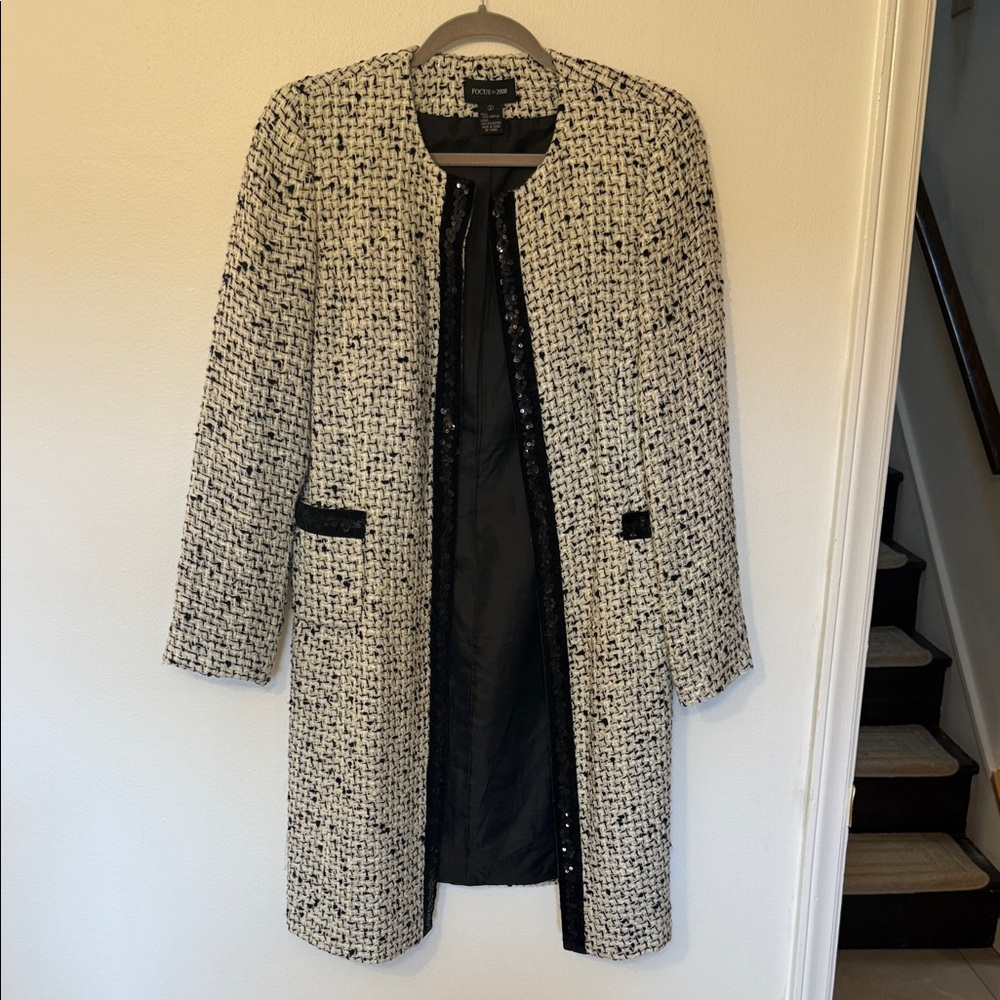 Focus 2000 Women's Black and White Tweed Blazer
